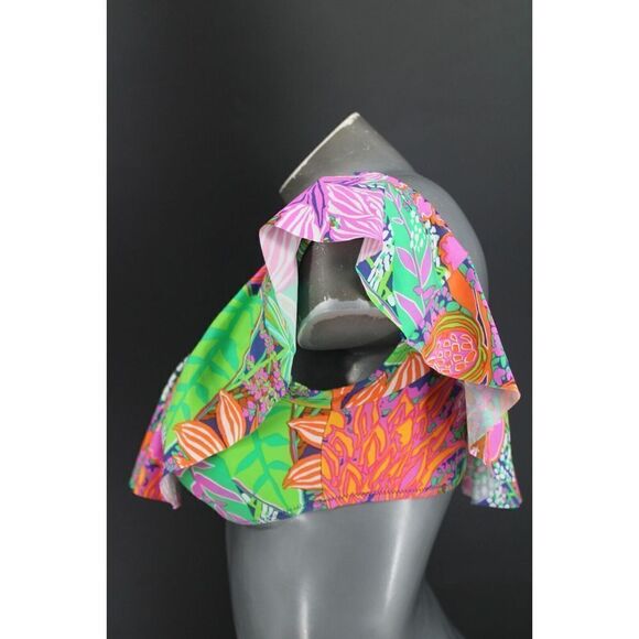 Trina Turk Swimsuit Bikini Top Bra size 10 Tropical Escape Ruffle - Picture 4 of 8